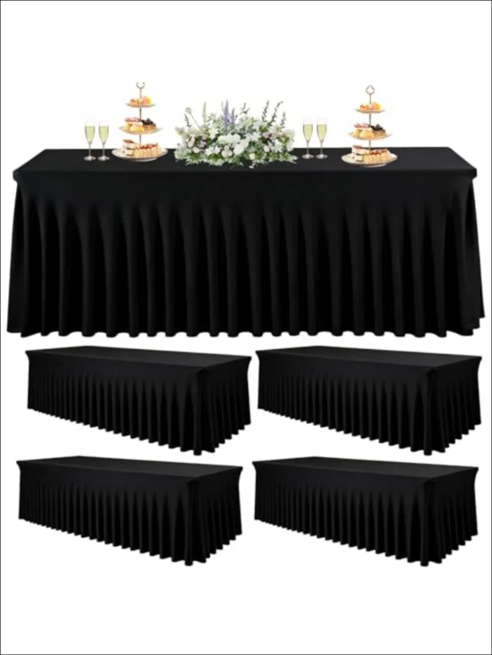 5 Pack Spandex Tablecloths 6ft Rectangle Fitted Covers